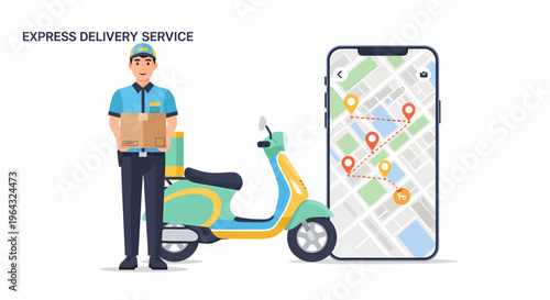 Delivery Man Holding Brown Package Box.