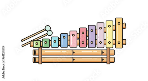 Colorful xylophone musical instrument closeup.