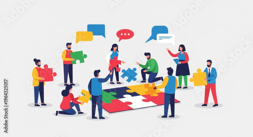 People Working Team Puzzle Together.