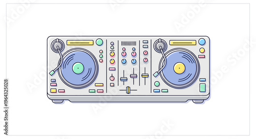 DJ mixer console equipment music player.