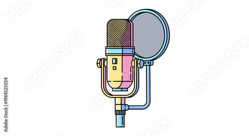 Colorful illustration of a microphone.
