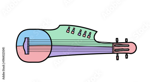 Colorful Sitar Musical Instrument Closeup.