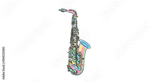 Colorful Alto Saxophone Instrument Closeup.