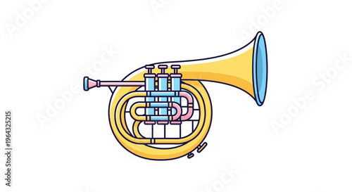 French horn musical instrument closeup.