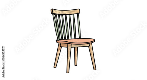 Wooden chair with slatted backrest.