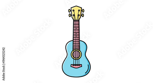 Blue Ukulele Stringed Musical Instrument.