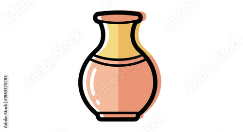 Simple Cartoon Clay Pot Vessel.