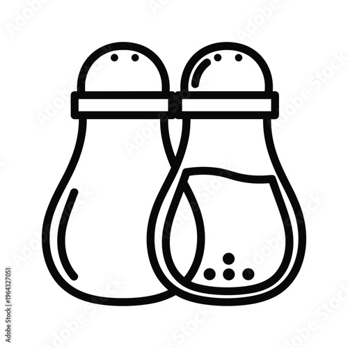 Salt and Pepper Shaker Icon, Minimalist Line Art, Kitchenware and Seasoning Symbol