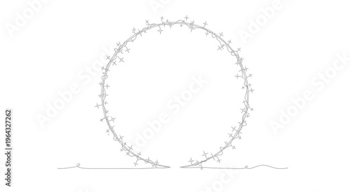 Barbed wire crown of thorns, abstract line art, symbol of suffering and redemption