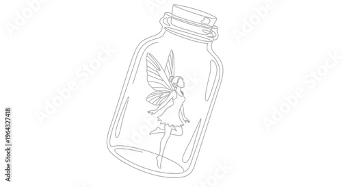 Fairy Trapped in a Jar, Fantasy Creature, Whimsical Illustration