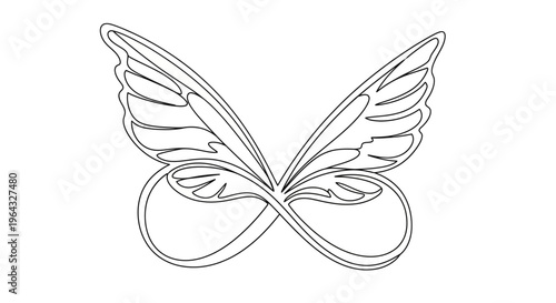 Infinity symbol with delicate wings, symbol of eternal love, freedom, and connection