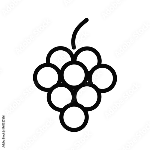 Simple Outline Icon of Grapes on White Background