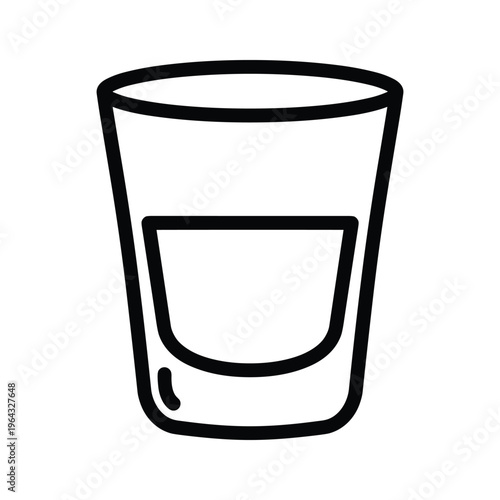 Simple vector icon of a shot glass filled with liquid