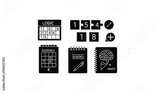 Creative visual representation of logic puzzles and mathematical concepts through icons