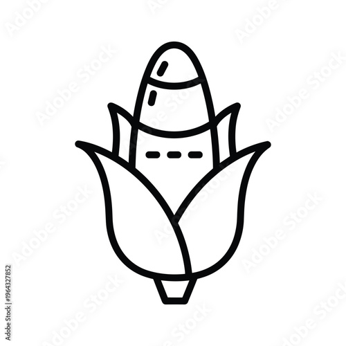 Corn Cob Icon, Outline Illustration of Organic Food, Vector Graphic