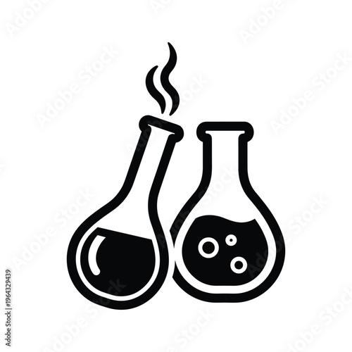 Chemistry Lab Icons: Bubbling Flask and Smoking Flask