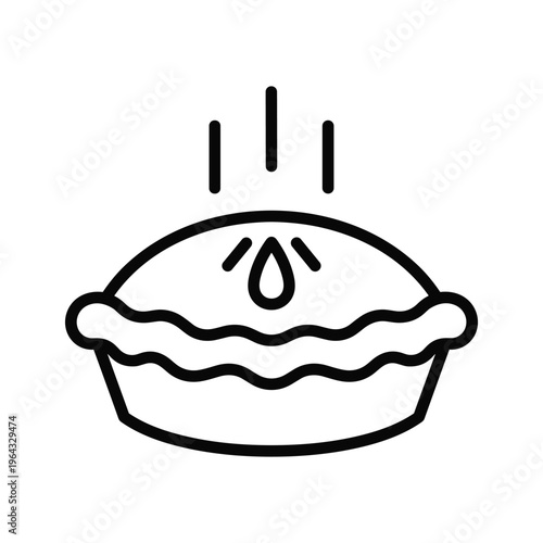 Hot Baked Pie Icon - Simple Line Art