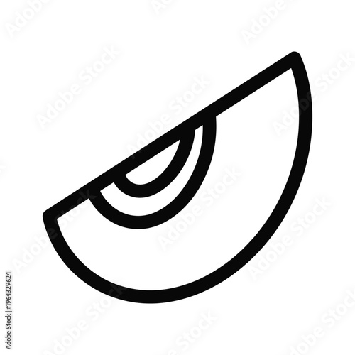 Simple outline icon of a slice of apple or fruit
