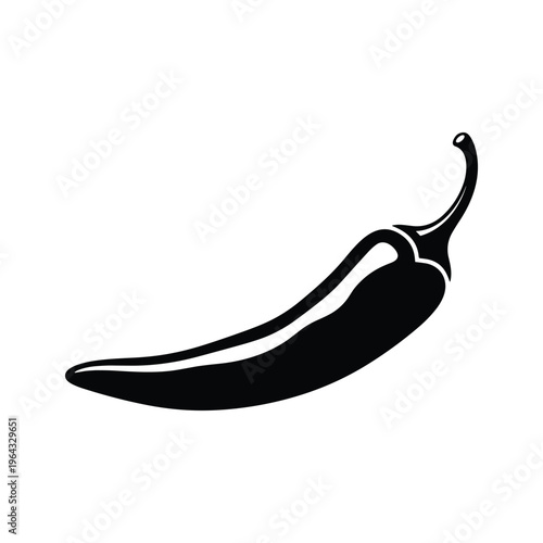 Simple Black Chili Pepper Icon - Isolated on White Background