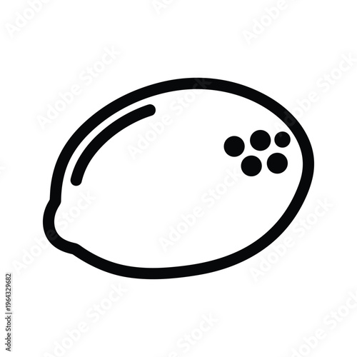 Simple Line Art Icon of a Lemon, Fruit, Citrus, Healthy Food, Vector