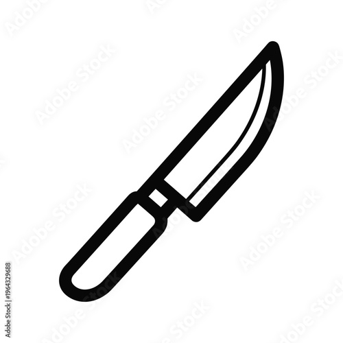 Simple Black and White Icon of a Kitchen Knife