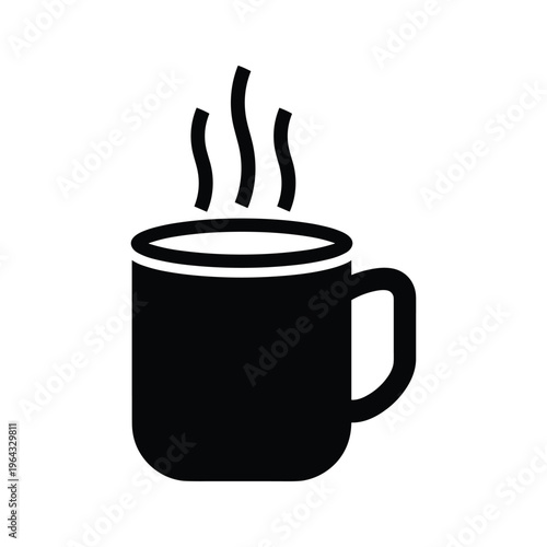 Hot Beverage Icon - Steaming Coffee or Tea Mug