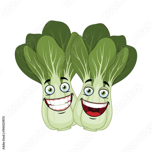 Happy Bok Choy Couple Cartoon Illustration