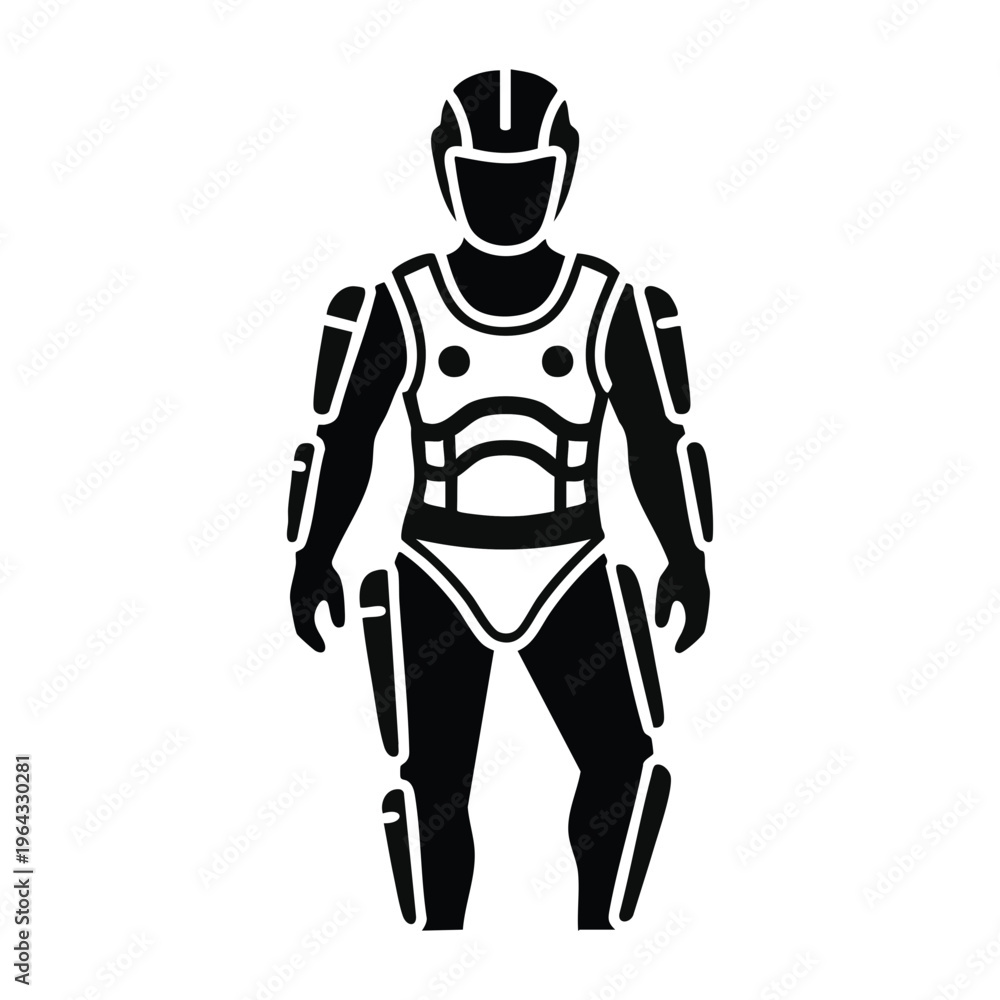 Fototapeta premium Robotic humanoid figure icon. Flat design vector illustration for technology and innovation themes