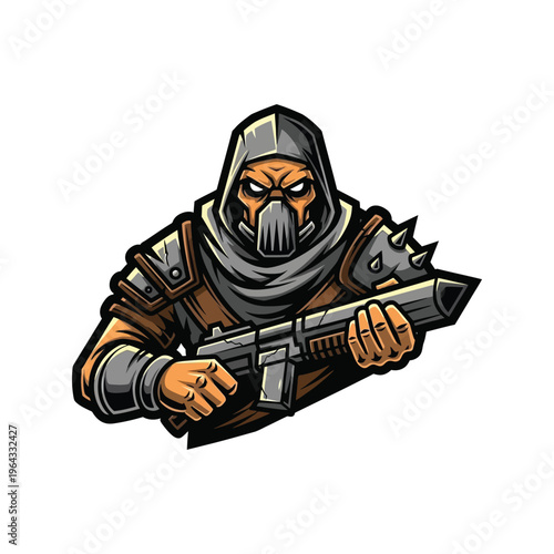 Cartoon character with rifle weapon.