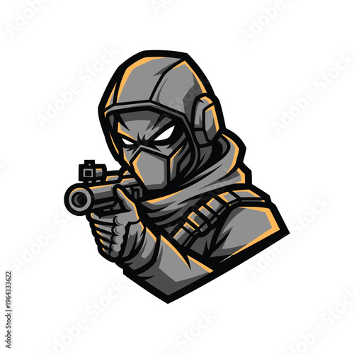 Soldier wearing a tactical mask.