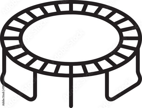 Trampoline, jumping, recreational, playground equipment, black line icon