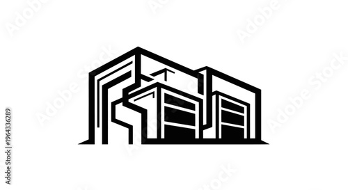 Modern Industrial Building Outline Logo Design.