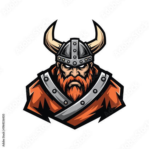 Cartoon Viking Warrior Man Face Portrait.