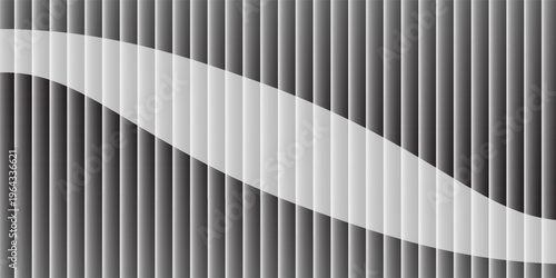 Abstract black and white blend line art background vector. Wallpaper design with wavy line in motion. Illustration for banner, packaging, social media, ads.