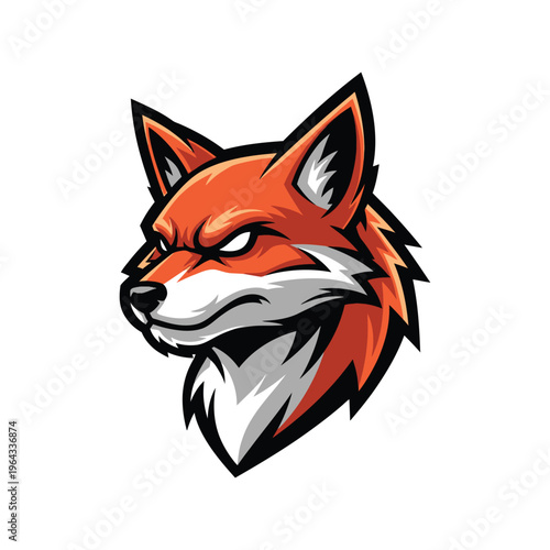 Cartoon red fox head profile view.