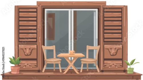 table and chairs on the terrace of the house