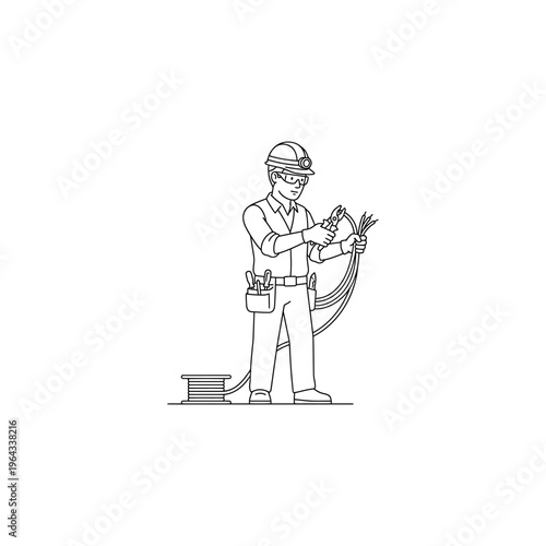 Man working with electrical wires.