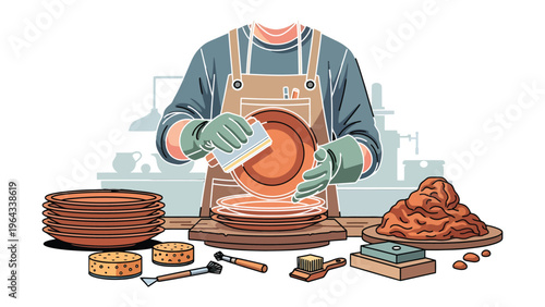 Crafting Ceramics: A potter expertly shapes clay, immersing in the art of pottery and the creation of beautiful ceramic pieces. Capturing the skill and focus