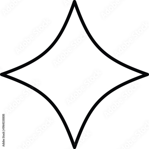 Rounded Diamond Star Shape Minimal Outline Icon