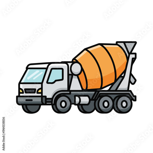 Cement mixer truck cartoon style transportation vehicle