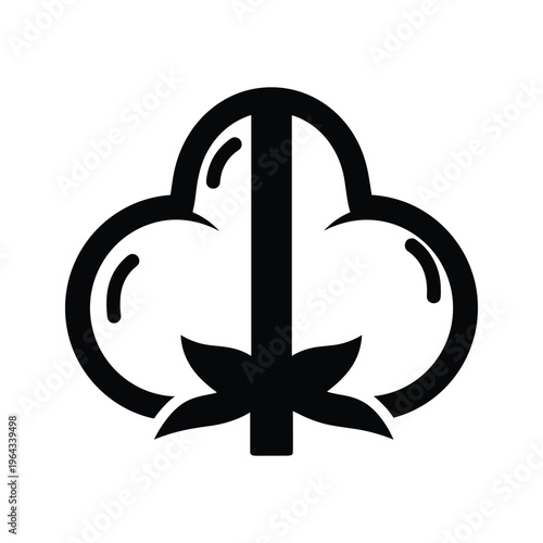 Black and White Cotton Plant Icon