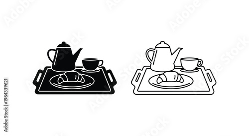Electric stove teapot cup illustration Vector