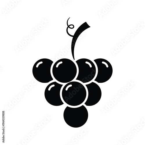 Simple Black Silhouette Icon of a Bunch of Grapes