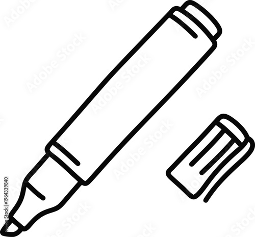 Vector graphic illustration of a marker and eraser in a simple design