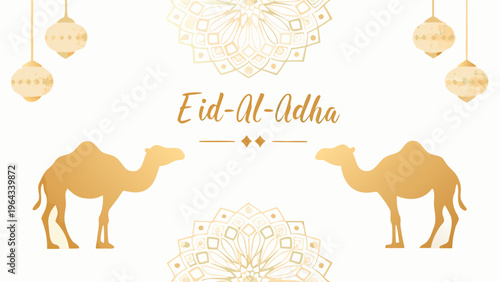 Graceful camels standing side by side in elegant golden and white setting