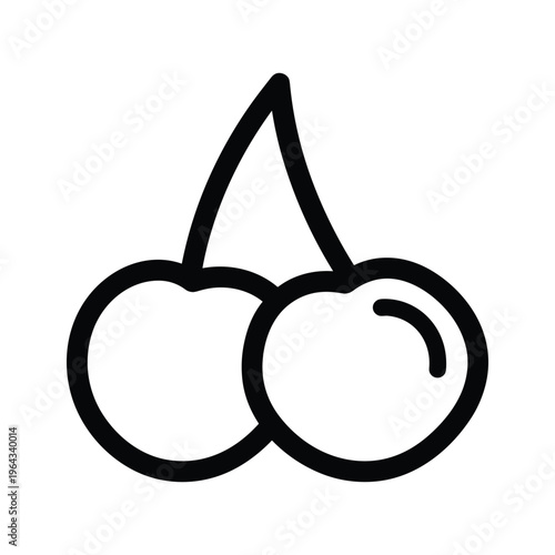 Simple Cherry Icon Line Art - Vector Illustration of Two Cherries