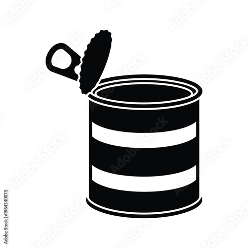 Black and White Icon of an Opened Tin Can with Pull Tab