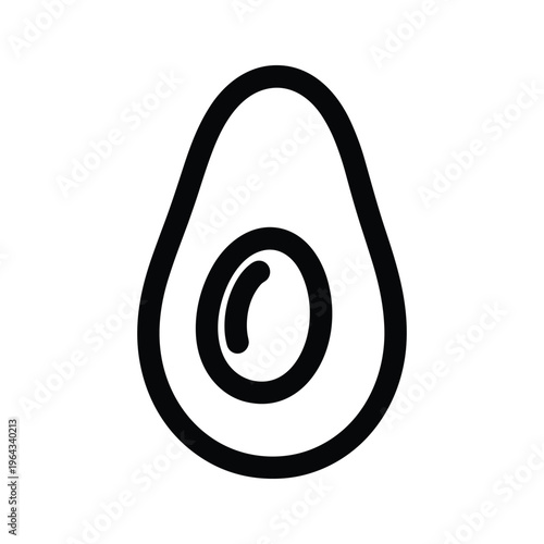 Simple Avocado Icon Black Outline, Food Vector Graphic