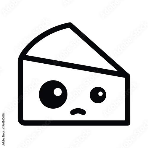 Kawaii Cheese Slice with Sad Face Icon
