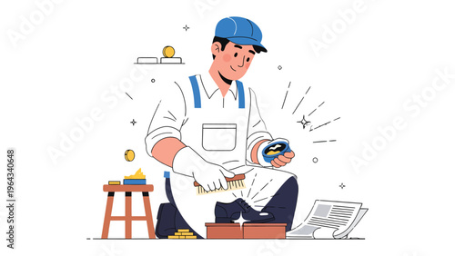 Artisan’s Diligence: An artisan meticulously cleans and restores a vintage pocket watch, highlighting the craft of precision and dedication.